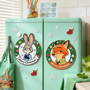 疯狂动物城金属磁吸冰箱贴尼克朱迪高颜值冰箱贴动漫创意圣诞礼物