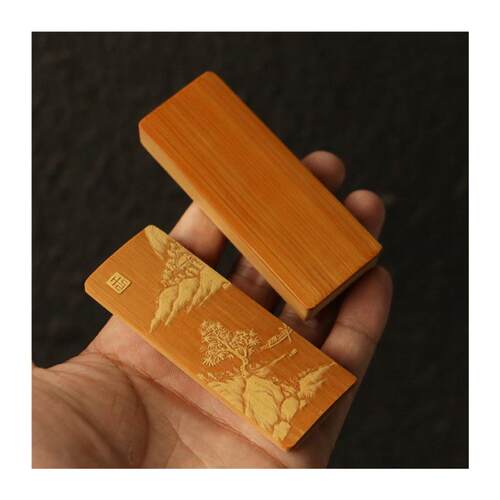 十几年老玉竹合青双面留青雕刻牙签盒竹雕工艺品把件把玩文玩竹u.