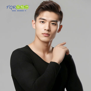 磨毛秋衣秋裤 衬衣衬裤 套装 线衣线裤 男圆领打底弹力修身 芬格兰薄款