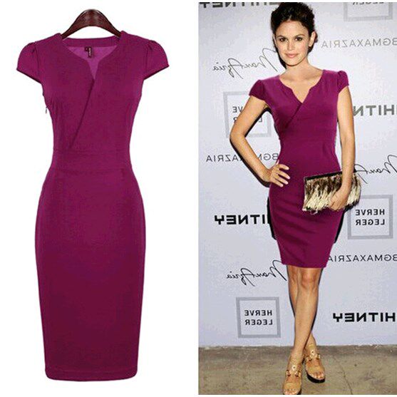 欧美风格修身OL职场魅力短袖V领连衣裙晚礼服Midi Bodycon Dress|msdalam kategori Butik wanita / wanita, pakaian - dari Buy2taobao.com untuk memberikan perkhidmatan ejen Taobao profesional membeli