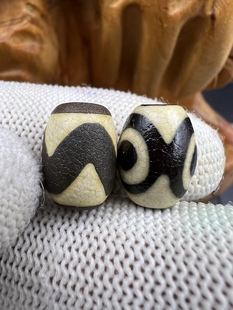 虎牙天珠三眼天珠桶珠顶珠腰珠，文玩配饰，百香星月佛手金刚猴头