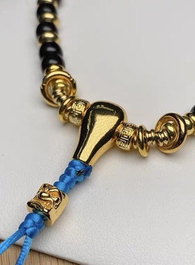 电镀金三通佛头，大孔道，文玩配饰，百香星月佛手金刚猴头核尖三