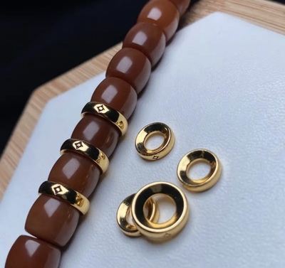 真金电镀24K镀金卡环卡扣卡子隔片垫片文玩配饰百香星月佛手金刚