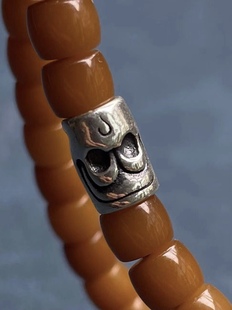 藏银尸陀林欢喜之王笑脸桶珠线束顶珠腰珠,文玩配饰,百香佛手腰