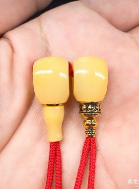 玉化黄透分体榫卯驼骨三通佛头DIY文玩配饰百香籽星月菩提佛手金