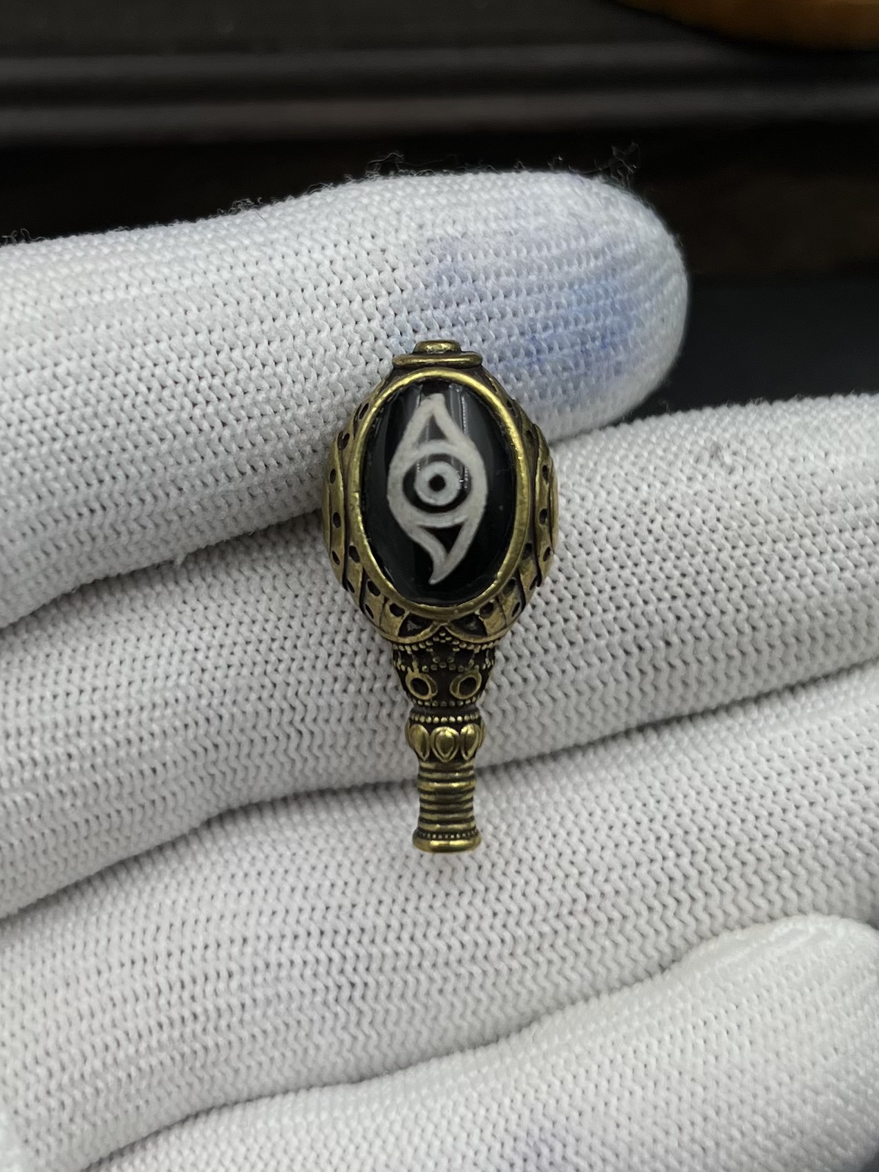 纯铜佛眼天珠三通佛头，文玩配饰，百香星月佛手金刚猴头核尖三通