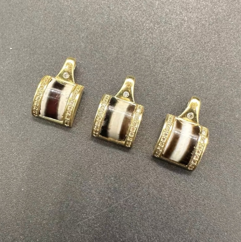 天珠侧挂卡子，直钩侧挂卡子吊坠，文玩配饰，文玩天珠侧挂卡子