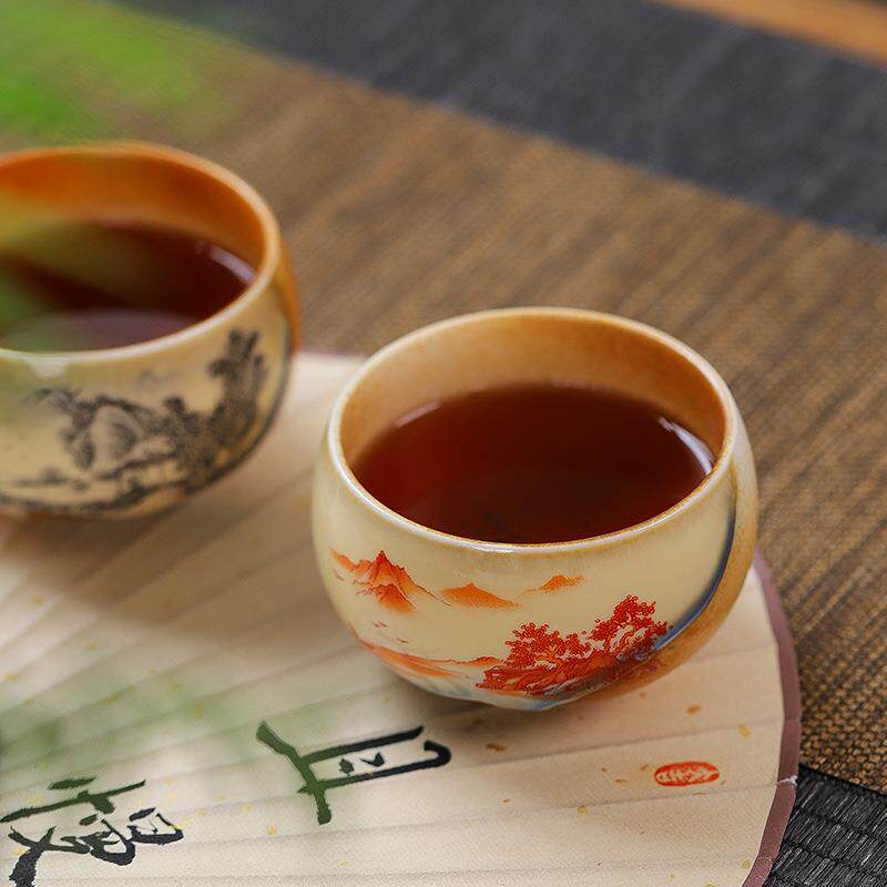 新款直销今丰唐 清水柴烧大号主人茶杯陶瓷手绘茶杯简约复古风品