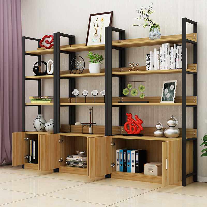 新款直销创意书架简易置物架带门书柜多层组合储物货架简约落地收
