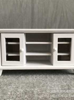 新款直销1:12娃娃屋dollhouse diy小屋迷你家具木色/白色双开门电