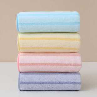 新款直销京京速干毛巾珊瑚绒毛巾阳离子条纹经编加厚柔软吸水不掉