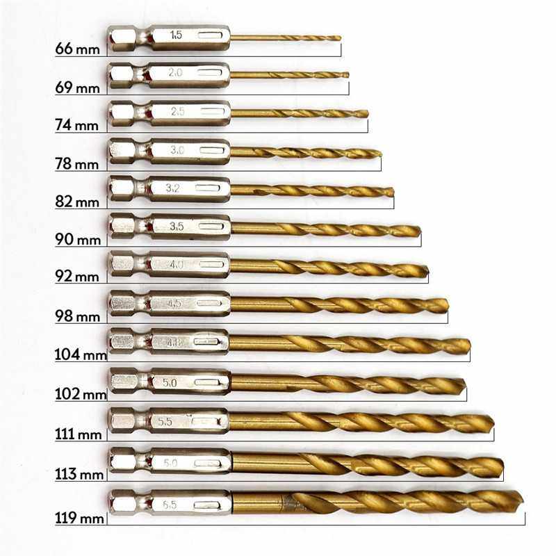 新款直销六角柄镀钛木用麻花钻镀钛13PC风批组套高速钢电动麻花钻,五金/工具,麻花钻,淘宝优惠券,粉丝福利购,淘宝优惠卷