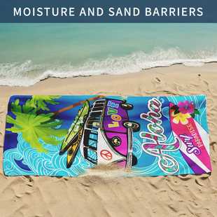 新款直销上新亚马逊汽车印花沙滩毛巾超细纤维沙滩巾定制冲浪游泳