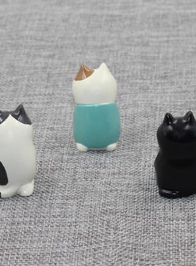 新款直销zakka杂货 吃鲷鱼猫吃西瓜猫吃冰淇淋黑猫 树脂工艺品桌
