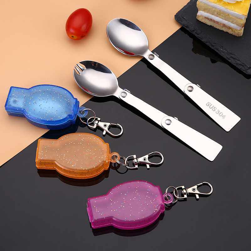 新款直销创意304不锈钢可折叠勺子 户外野餐便携勺叉一体焖烧杯焖,餐饮具,便携/折叠餐具,淘宝优惠券,粉丝福利购,淘宝优惠卷