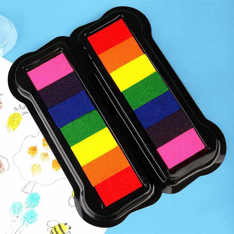 新款直销儿童涂鸦手指画印台彩色颜料印泥可水洗手账DIY橡皮章7色,文具电教/文化用品/商务用品,可爱印泥,淘宝优惠券,粉丝福利购,淘宝优惠卷
