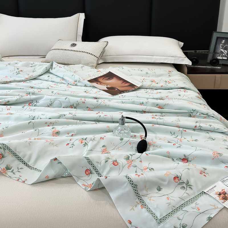 新款直销夏季国潮莱赛尔纤维天丝夏被再生纤维夏凉被简约款印花凉,床上用品,化纤被,淘宝优惠券,粉丝福利购,淘宝优惠卷