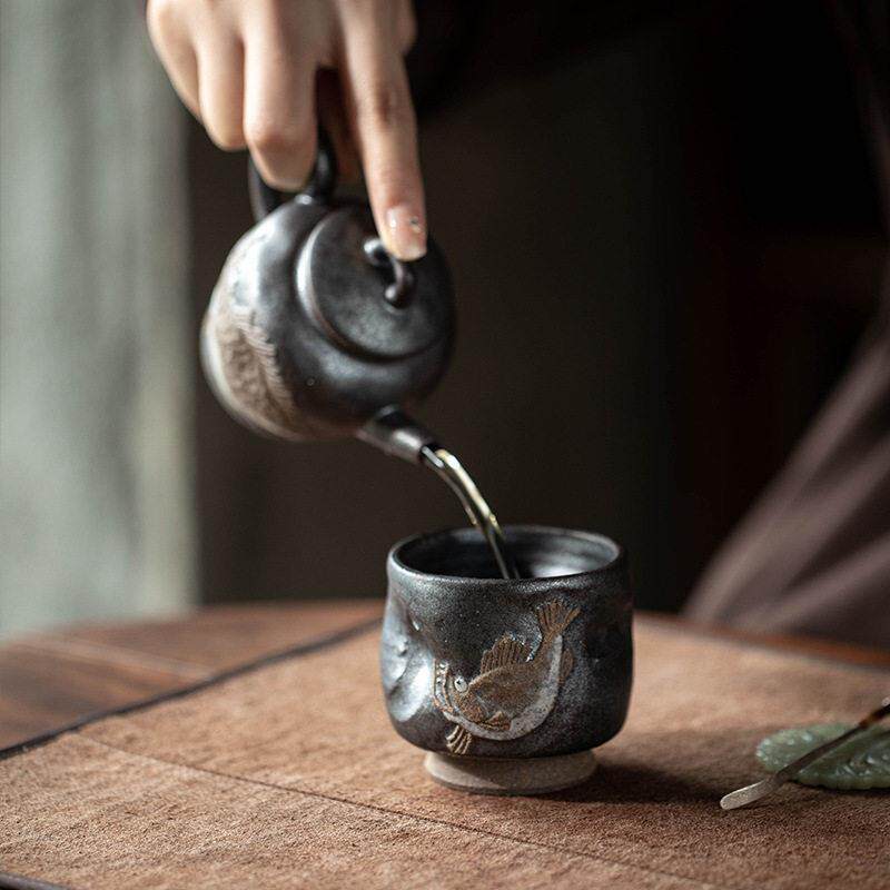 新款直销志野烧富贵有余茶杯主人杯品茗杯复古茶盏杯陶瓷功夫茶具