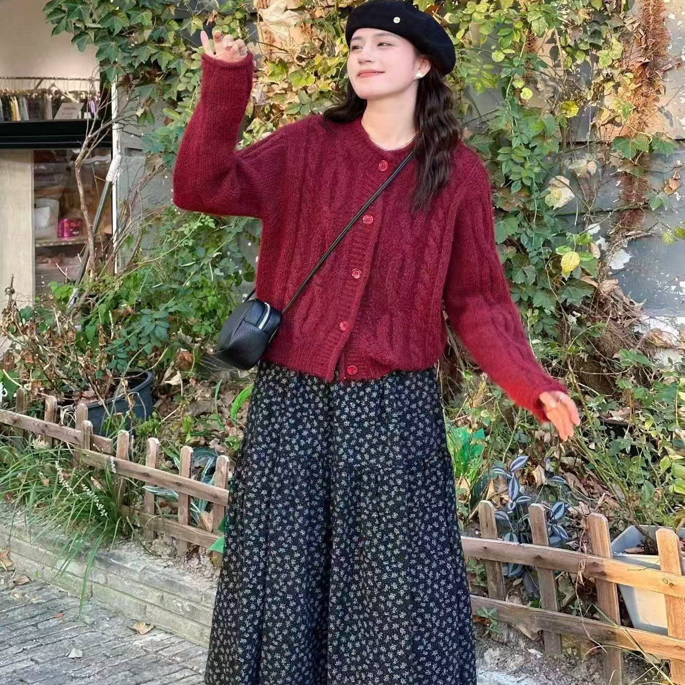 【复古氛围感】新款复古氛围感麻花圆领洋气针织开衫x701