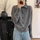 x623 韩系高级简约洋气针织开衫 韩系高级开衫 新款