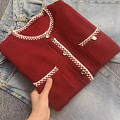 x328 细软小香风圆领针织开衫 小香风 新款