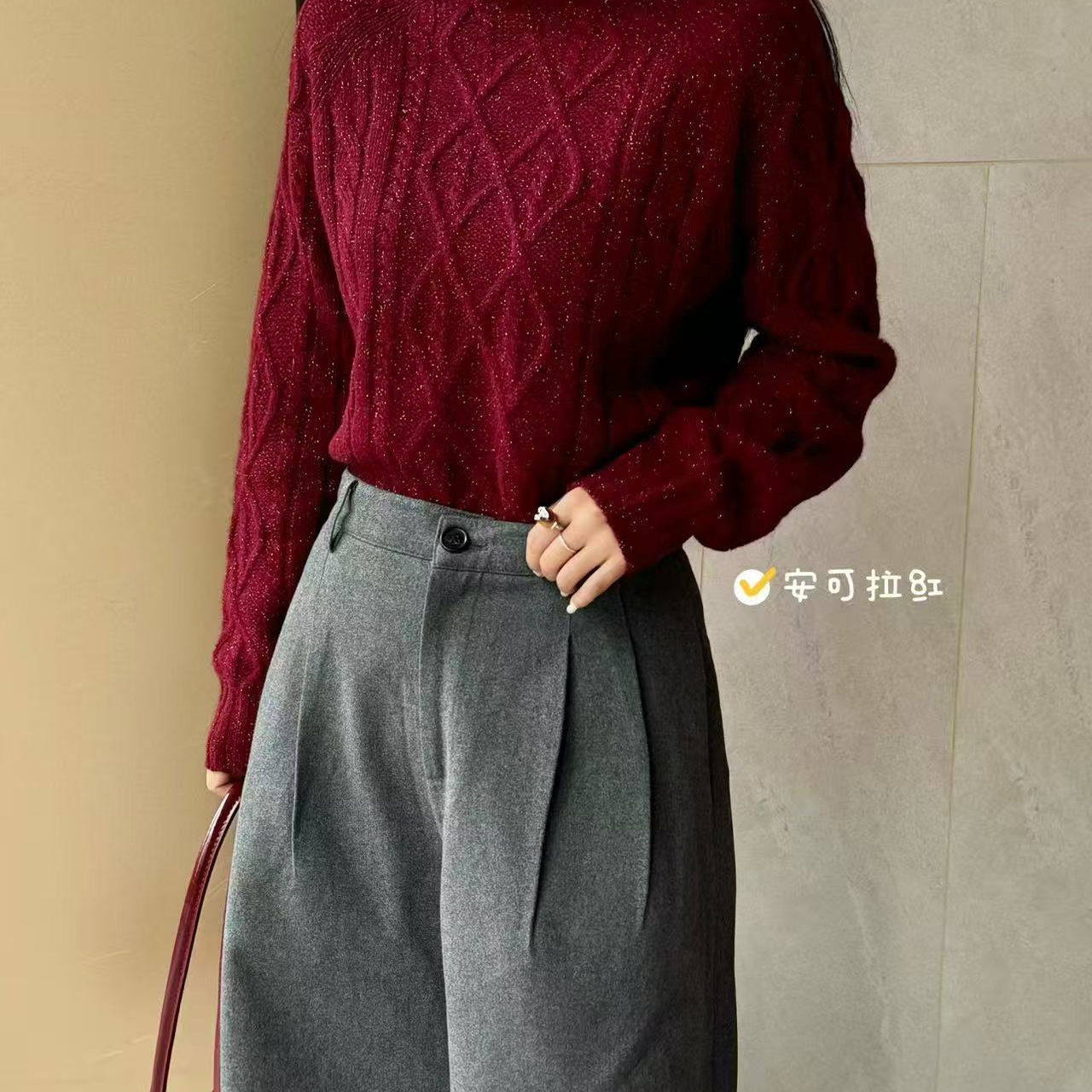 【亮线菱形套头】新款亮线菱形洋气减龄针织套头衫x818