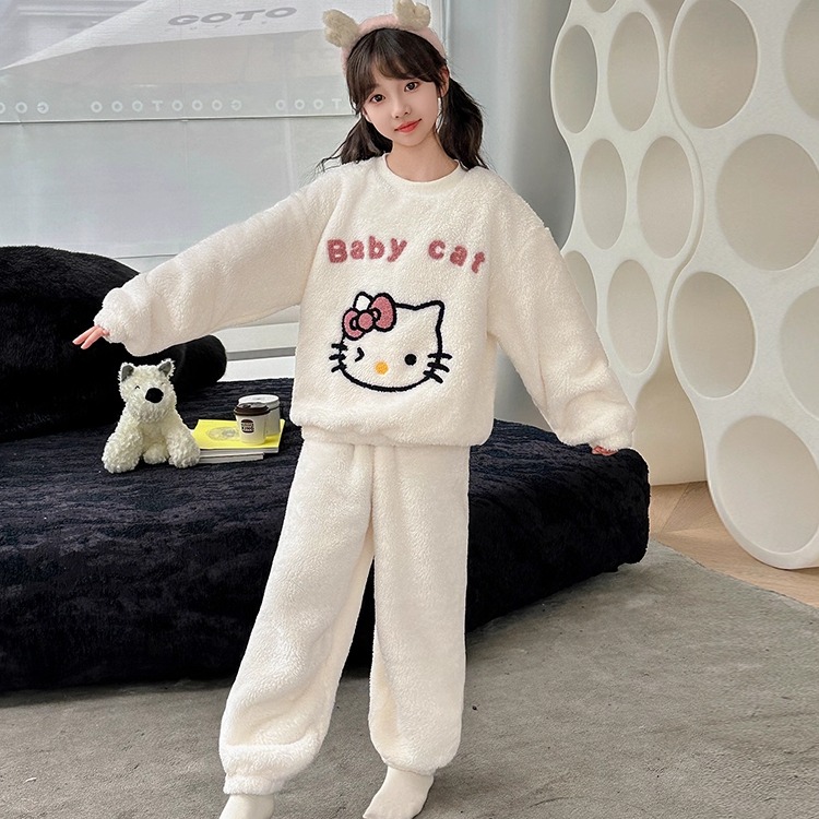 女童珊瑚绒HelloKitty睡衣套装