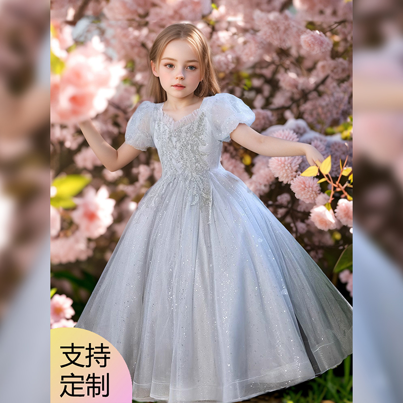 儿童主持人演出服礼服纱裙