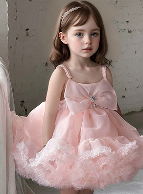 甜汐女童兔兔裙子公主裙突突蛋糕裙女宝周岁夏季儿童连衣裙tutu裙