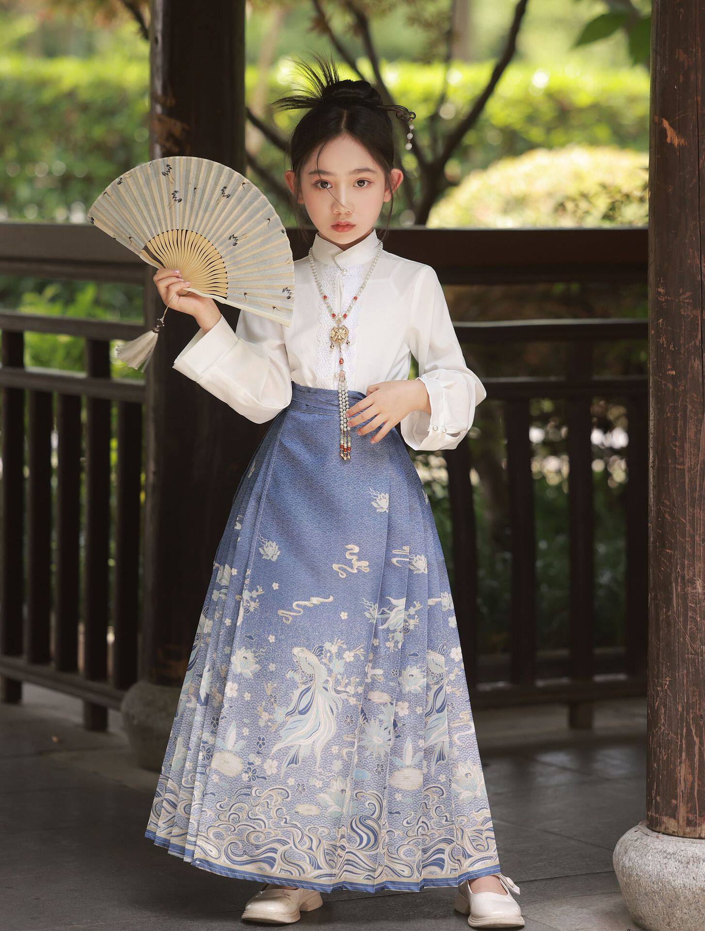 长袖海棠裙子马面裙子女童全套改良式襦裙国风高级改良式现代汉服