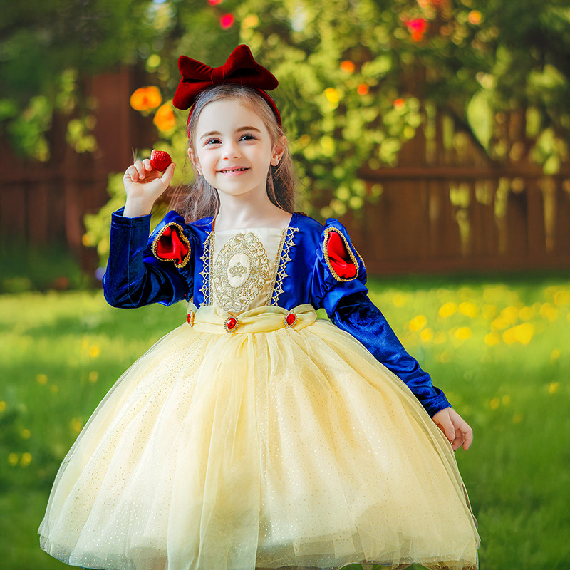 女童白雪公主裙洛丽塔蓬蓬裙日常可穿演出服cos服生日蓝色连衣裙