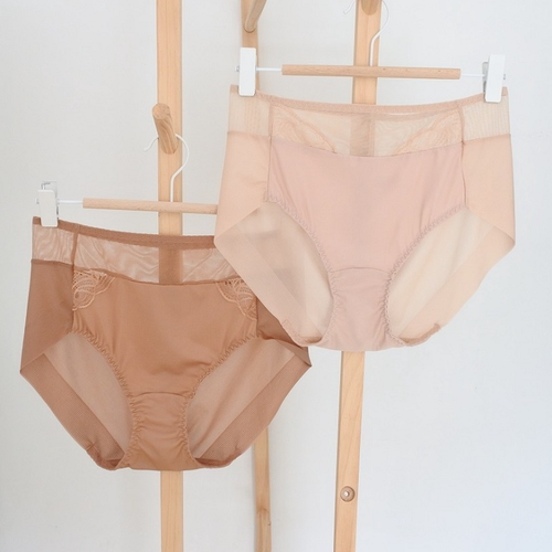 满59包邮韩单中高腰拼蕾丝简洁奢华百搭肤色绵软舒适丝滑女三角裤