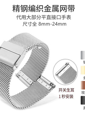 智能手表带06线不锈钢金属表带快拆米兰尼斯适用华为10-24mm