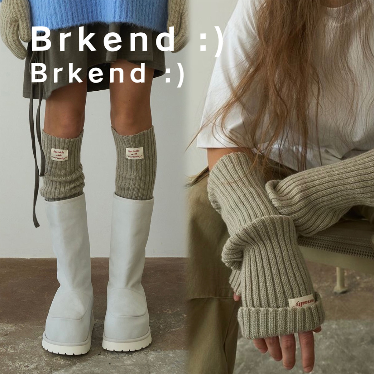 Brkend秋冬美式oursaalty布标袜套保暖长筒袖套及膝堆堆袜ins腿袜,女士内衣/男士内衣/家居服,长筒袜,淘宝优惠券,粉丝福利购,淘宝优惠卷