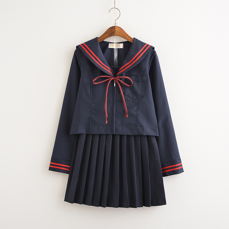 日系正统软妹裙水手服关西襟JK制服学院风学生校服班服百褶裙套装(用1元券)