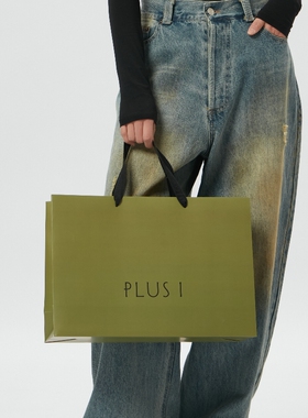 女装店购物袋子订制手提袋服装店纸袋定制包装袋橄榄绿色手提纸袋
