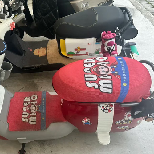 适用于极核MO1/MO1i电动车马里奥防晒透气坐垫套超级玛丽丝圈脚垫