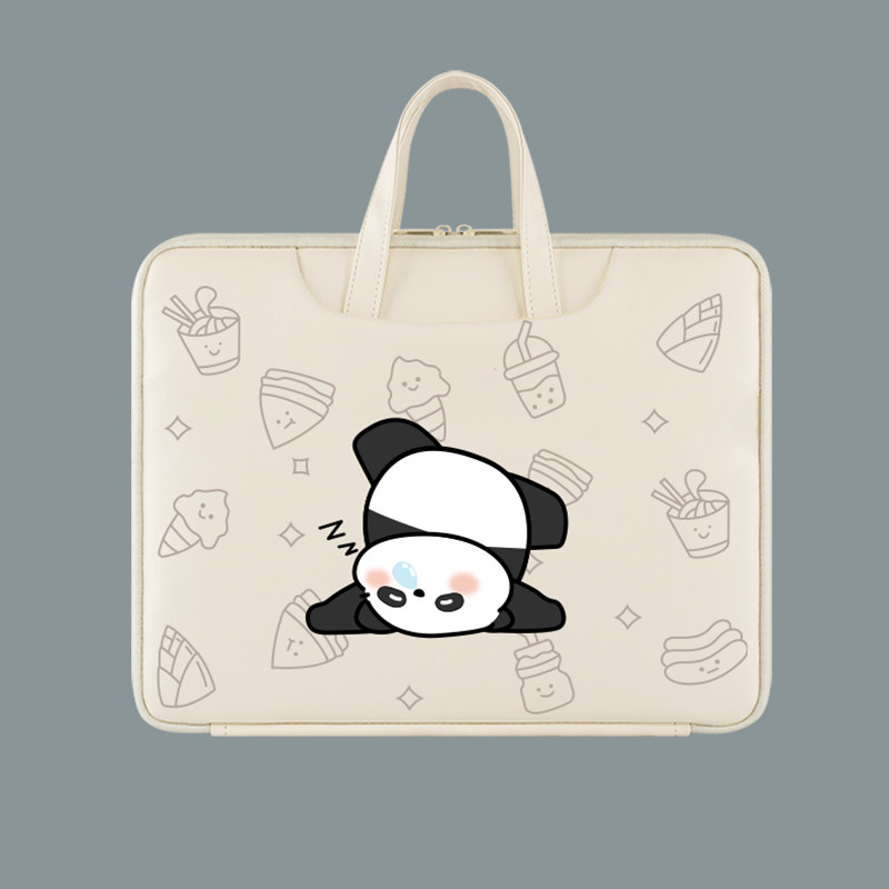 可爱熊猫笔记本电脑包手提适用苹果macbook15点6寸小新air13.3华为matebook联想小新Air14女内胆包pro保护套