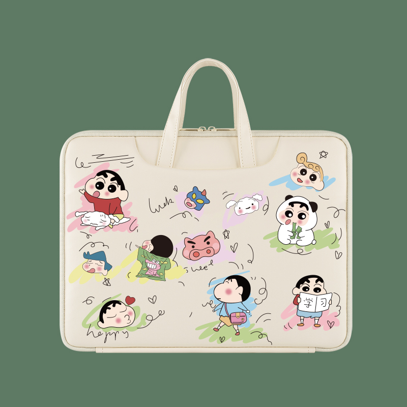 卡通小新笔记本电脑包14寸女可爱15.6寸适用macbook13寸手提包华为荣耀16.1保护套寸防水防震大学生收纳包