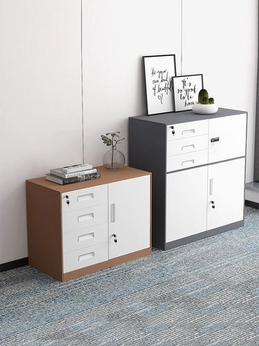 文件柜加厚铁皮柜办公室桌下矮柜带锁多抽屉资料储物柜打印机柜子