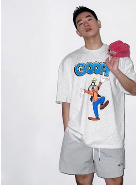 MVAKSTUDIO2024春夏新款高飞系列卡通字母印花宽松T恤男时尚百搭