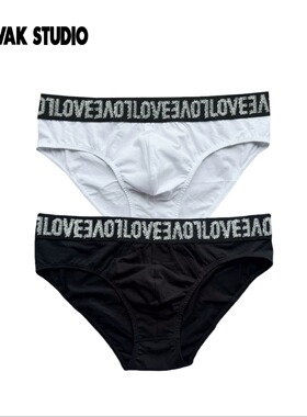 MVAKSTUDIO“LOVE 系列”立体植绒刺绣三角内裤男中腰舒适透气