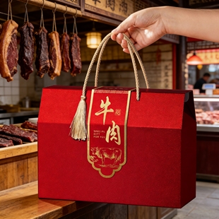 高档牛肉包装盒礼盒空盒腊味酱牛肉风干烧鸡卤味腊肉香肠熟食定制