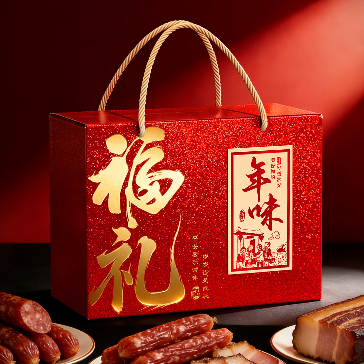 高档年味礼盒空盒马年春节新年坚果零食腊味腊肉包装盒礼品盒定制,包装,礼品盒,淘宝优惠券,粉丝福利购,淘宝优惠卷