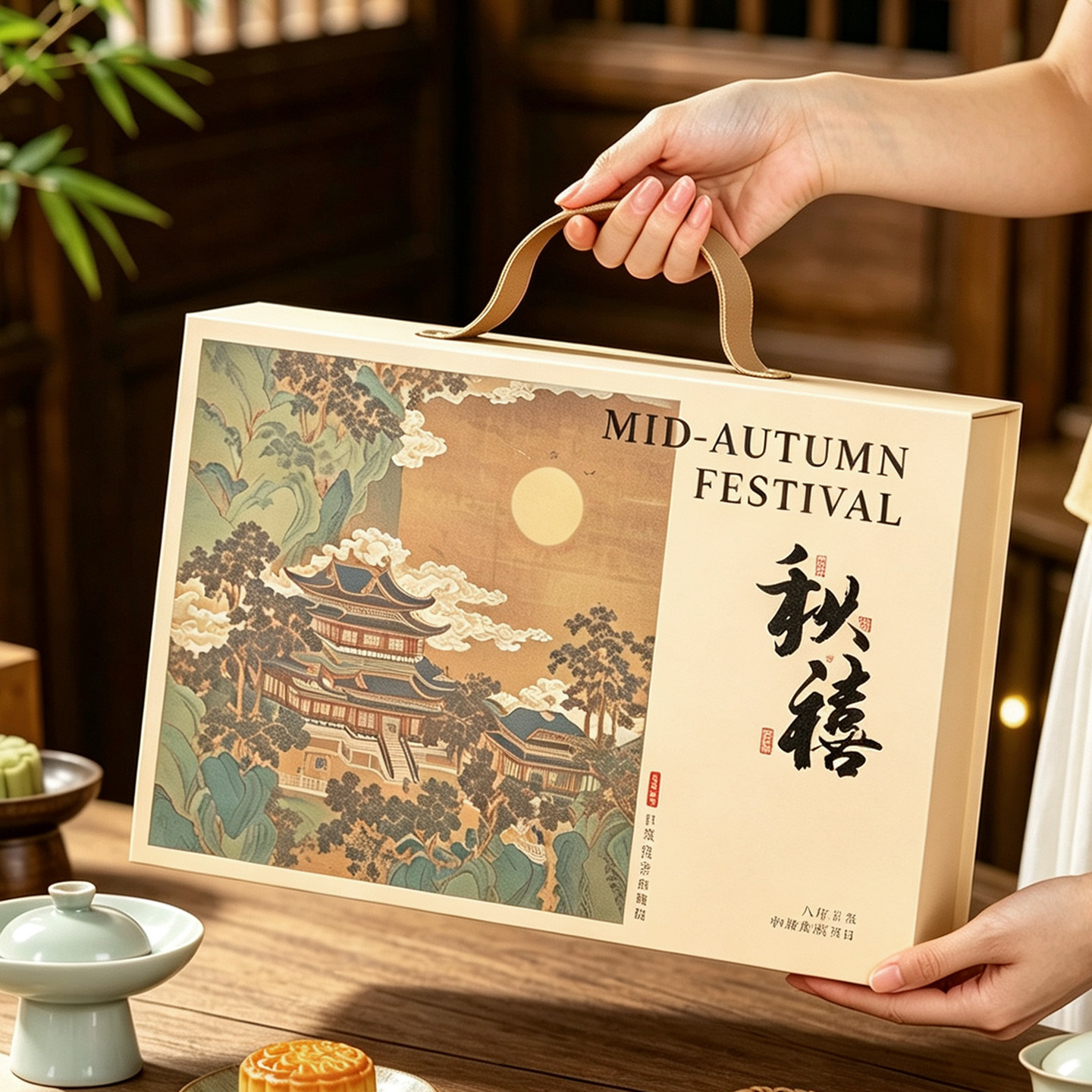 中秋月饼包装盒礼盒2026高档手提中式盒子6粒8颗礼品盒硬空盒定制