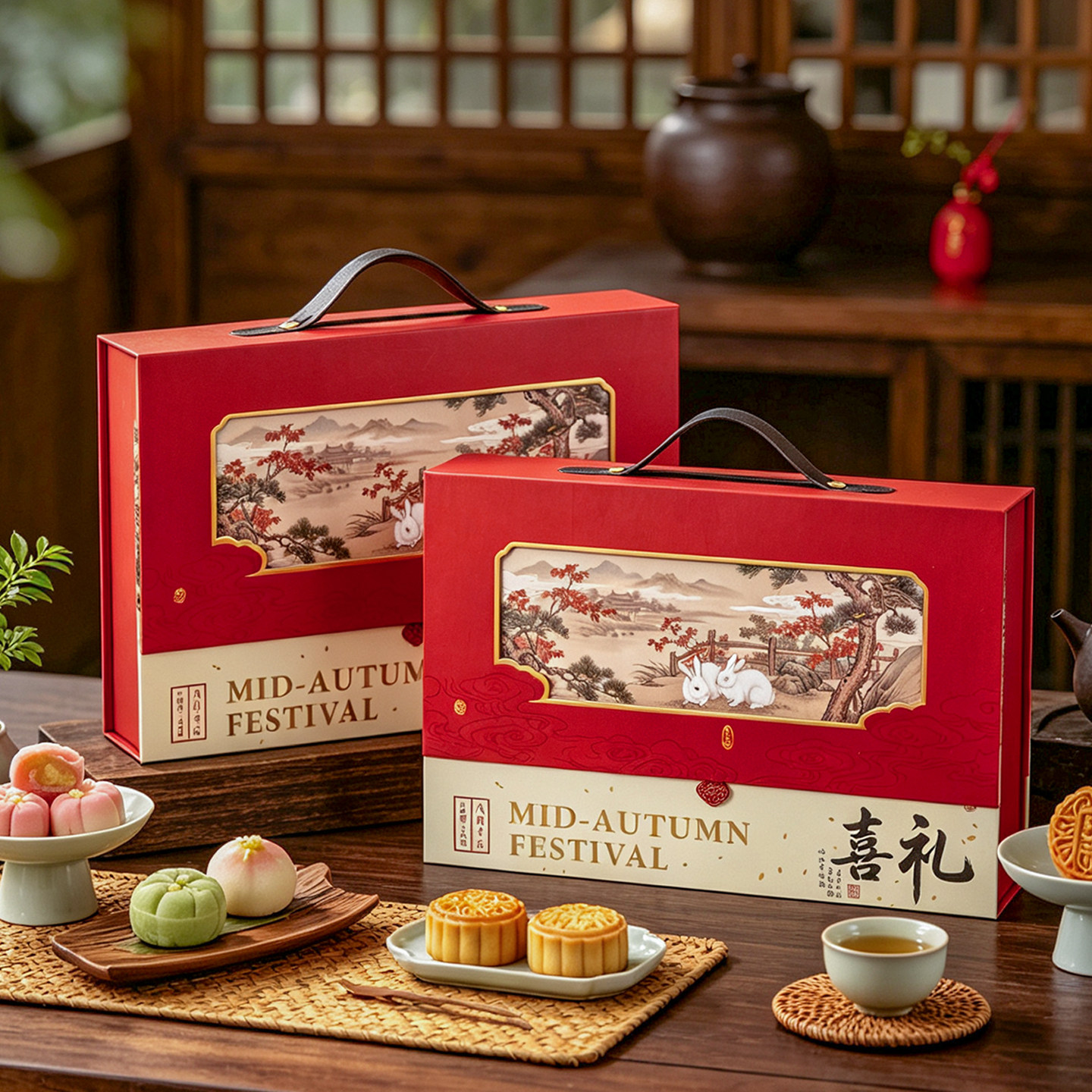 2026月饼礼盒包装盒中秋节国风高档硬盒礼品盒空盒6/8粒定制LOGO