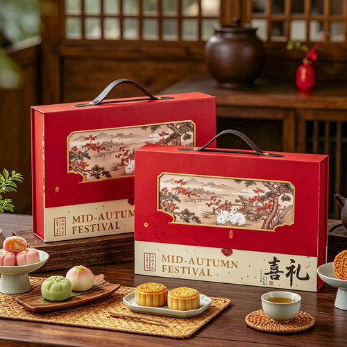 2026月饼礼盒包装盒中秋节国风高档硬盒礼品盒空盒6/8粒定制LOGO