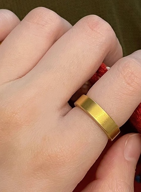 钛钢戒指 不掉色轻奢时尚哑光古法宽面素圈百搭高级感食指戒Y069