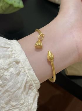 铜合金手链 古法手镯莲蓬花手镯两世欢开口手环S-087