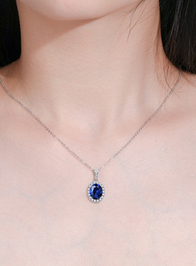 尚美伯爵5A蓝色锆石海洋之心吊坠女925纯银镀18K金尚美伯爵轻奢简